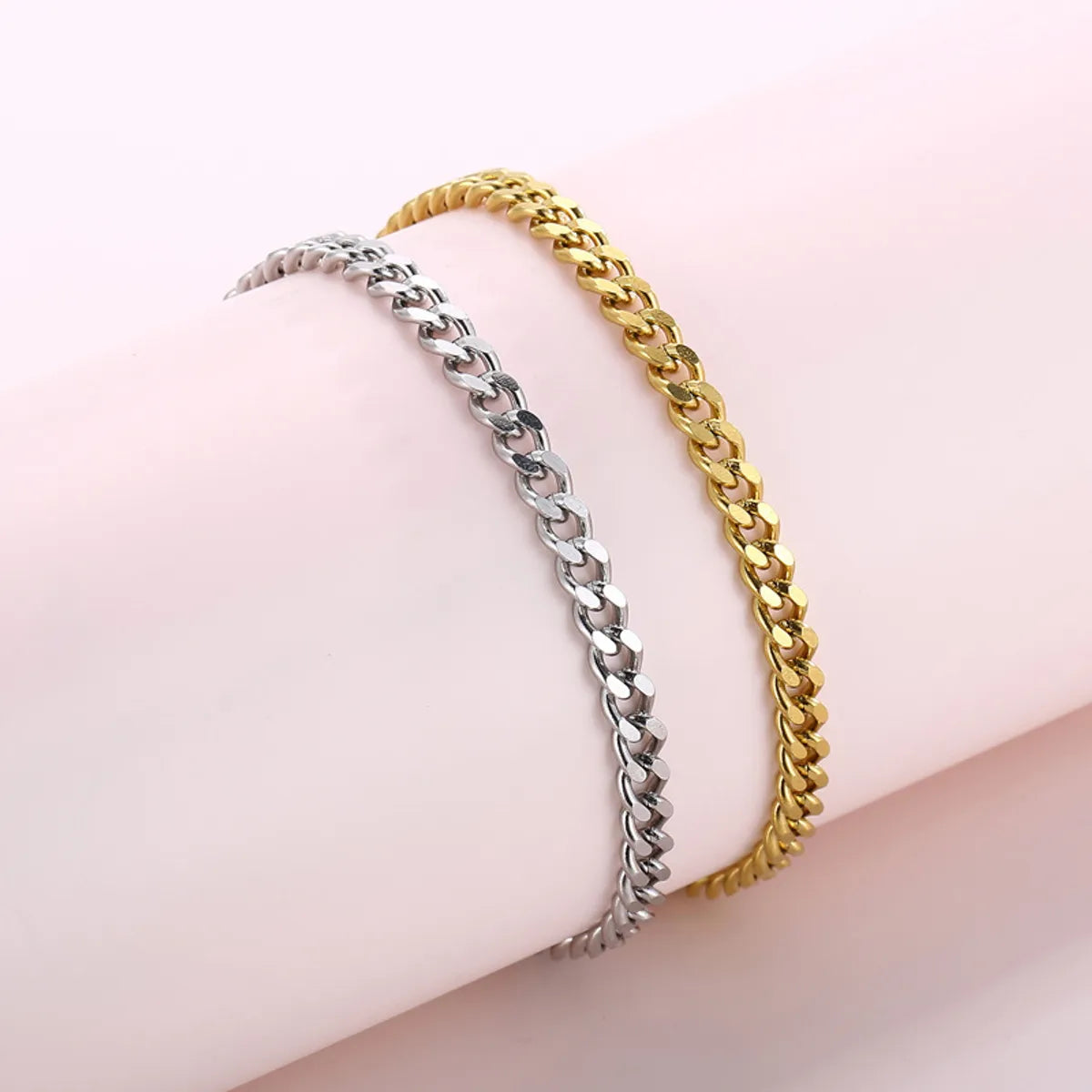 Fashion Simple Stainless Steel Cuban Chain Anklet 18k Gold Female Foot Ornament Wholesale