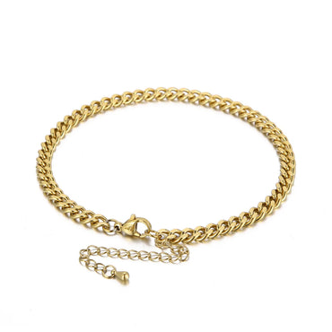 Fashion Simple Stainless Steel Cuban Chain Anklet 18k Gold Female Foot Ornament Wholesale