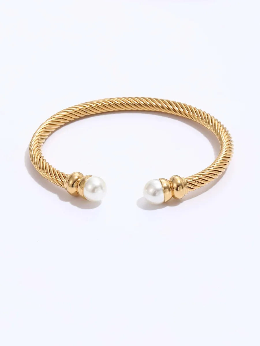 Elegant Glam Hip-hop C Shape Stainless Steel Plating Inlaid Pearls Artificial Pearls