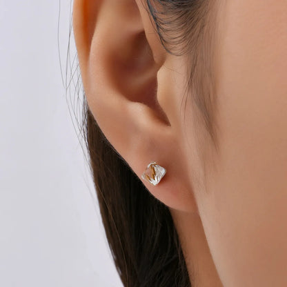 1 Piece Simple Style Geometric Rhombus Plating Inlaid Zircon Stainless Steel Zircon Earrings