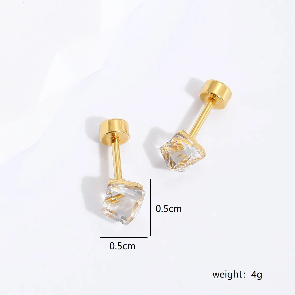 1 Piece Simple Style Geometric Rhombus Plating Inlaid Zircon Stainless Steel Zircon Earrings