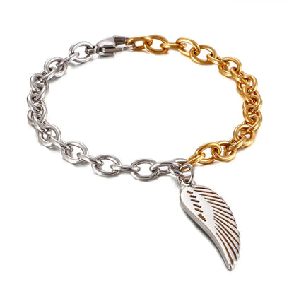 Fashion Simple Stainless Steel Feather Bracelet O-chain Men And Women Jewelry Wholesale