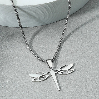 Fashion Simple Stainless Steel Hollow Dragonfly Necklace Wholesale Gooddiy