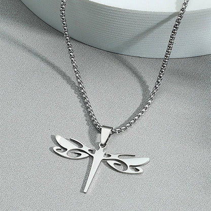 Fashion Simple Stainless Steel Hollow Dragonfly Necklace Wholesale Gooddiy