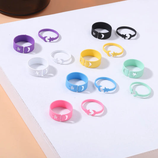 Fashion Simple Star-moon Ring Solid Color Alloy Open Ring