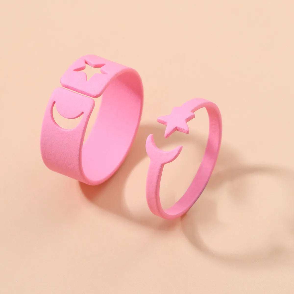 Fashion Simple Star-moon Ring Solid Color Alloy Open Ring