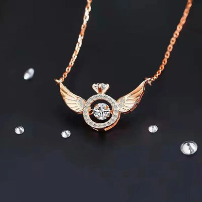 Fashion Simple Style Angel Wings Copper Inlay Zircon Pendant Necklace