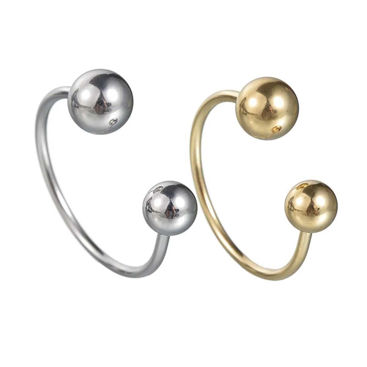 Fashion Simple Style Ball Solid Color Stainless Steel Plating 14k Gold Plated Open Rings