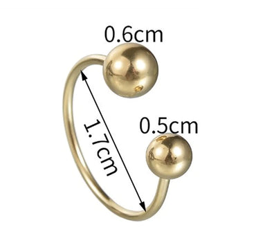 Fashion Simple Style Ball Solid Color Stainless Steel Plating 14k Gold Plated Open Rings