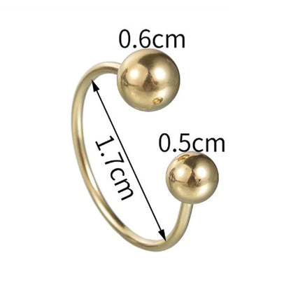 Fashion Simple Style Ball Solid Color Stainless Steel Plating 14k Gold Plated Open Rings