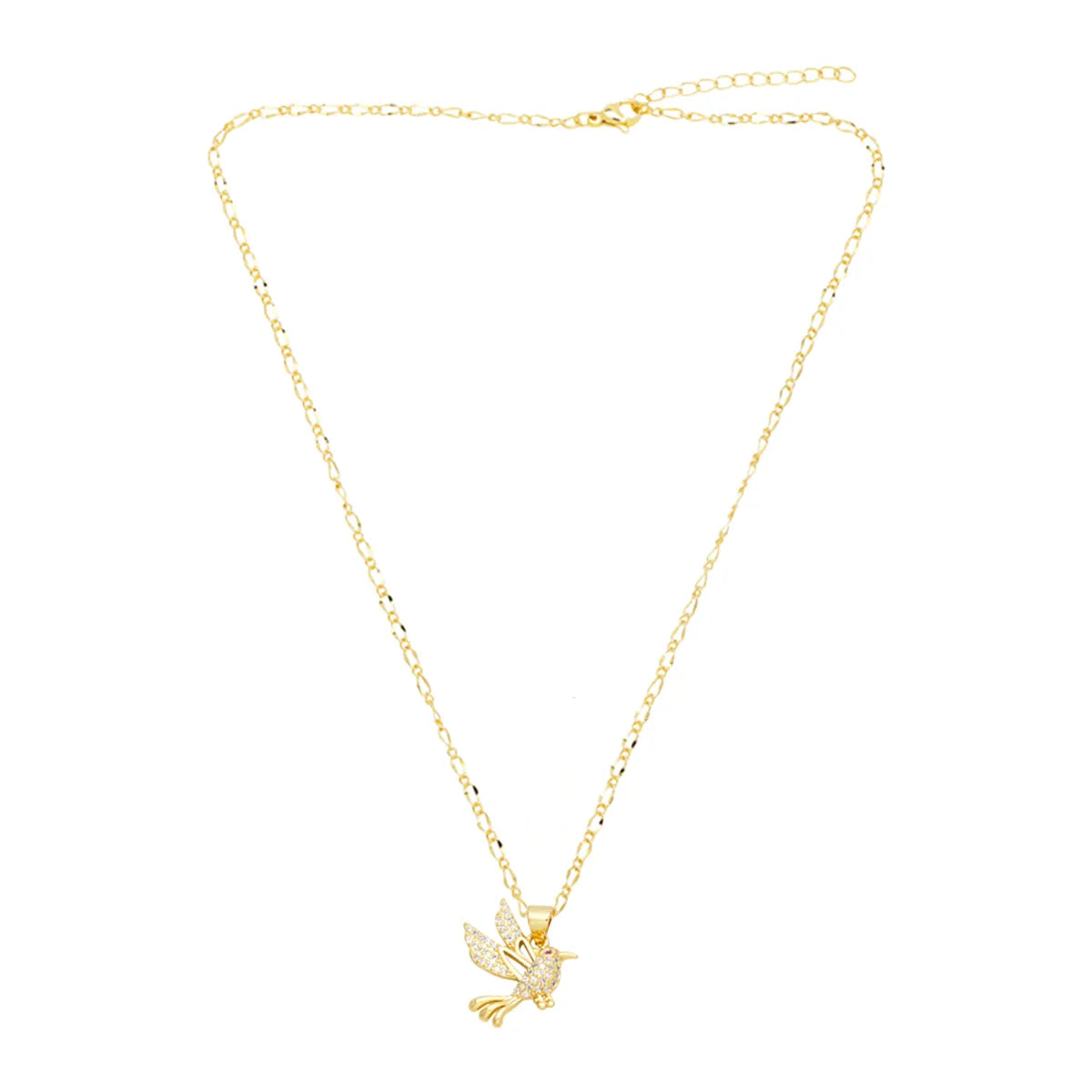 Fashion Simple Style Bird Copper 18k Gold Plated Zircon Necklace In Bulk