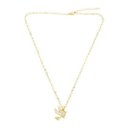 Fashion Simple Style Bird Copper 18k Gold Plated Zircon Necklace In Bulk