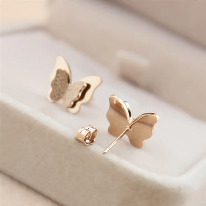 Fashion Simple Style Butterfly Titanium Steel Plating Butterfly Earrings