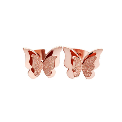 Fashion Simple Style Butterfly Titanium Steel Plating Butterfly Earrings