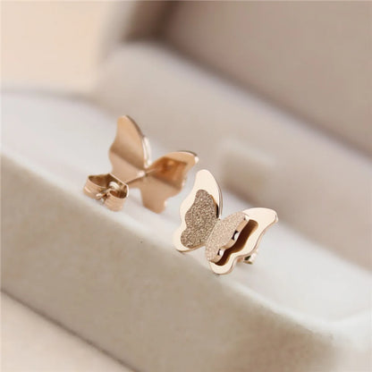 Fashion Simple Style Butterfly Titanium Steel Plating Butterfly Earrings