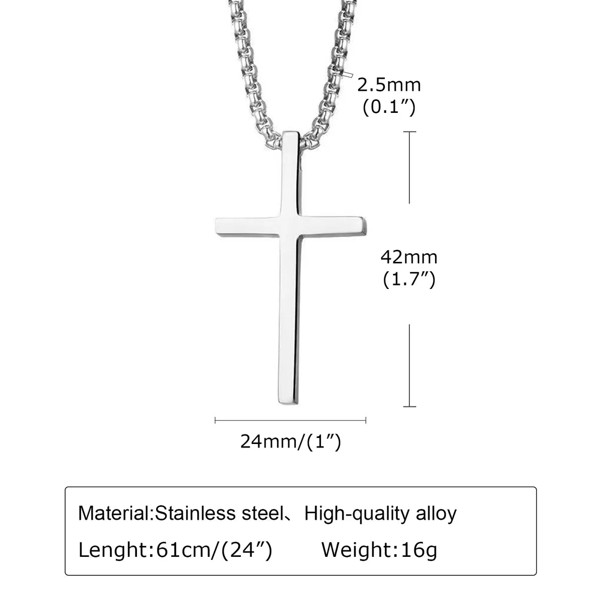 Fashion Simple Style Cross 201 Stainless Steel Alloy Polishing Men'S Pendant Necklace