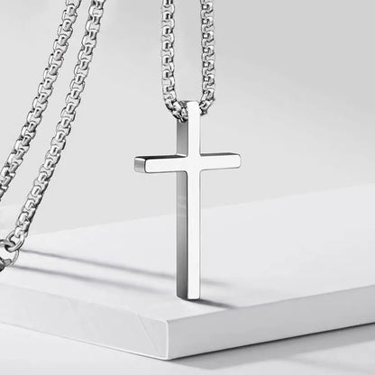 Fashion Simple Style Cross 201 Stainless Steel Alloy Polishing Men'S Pendant Necklace