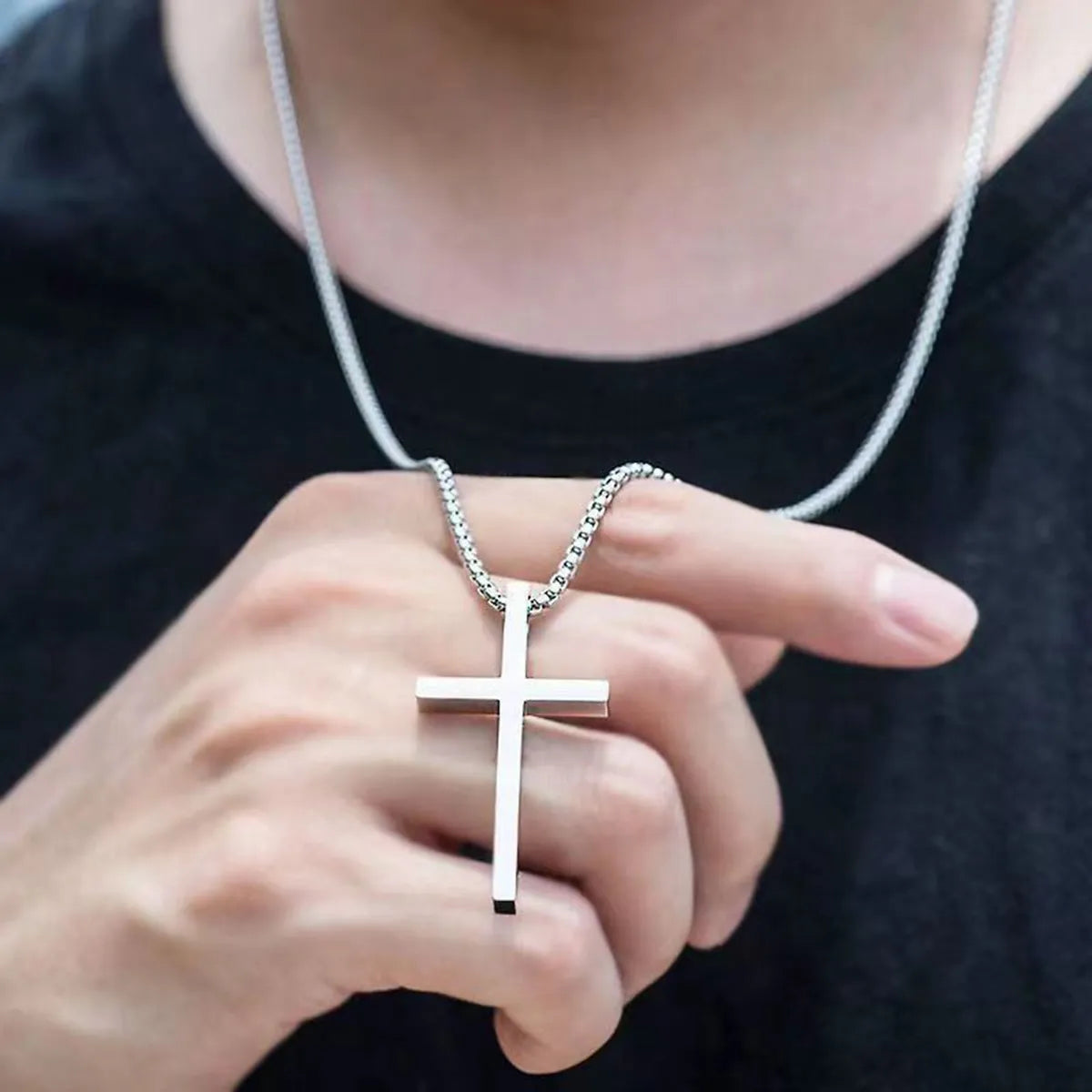 Fashion Simple Style Cross 201 Stainless Steel Alloy Polishing Men'S Pendant Necklace