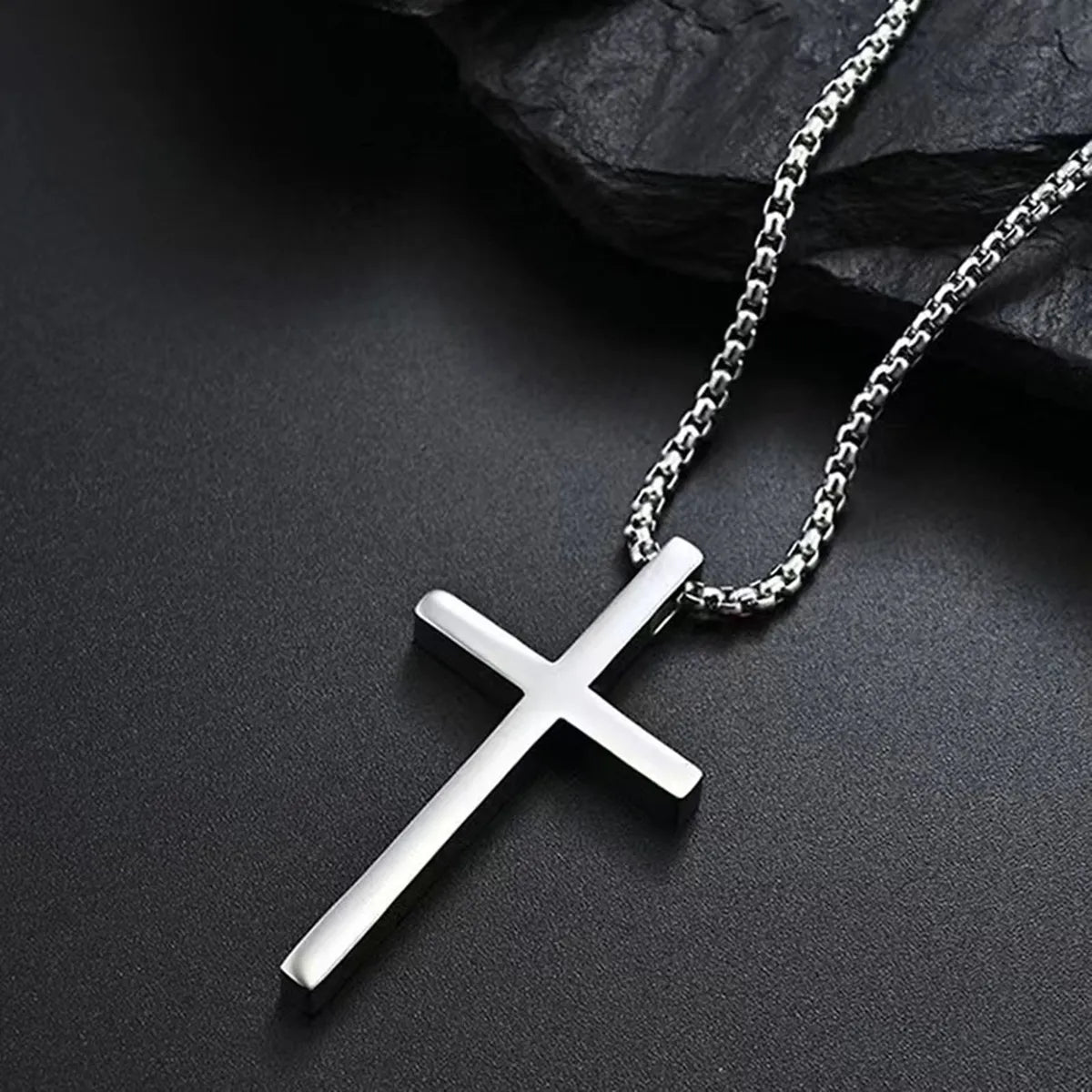 Fashion Simple Style Cross 201 Stainless Steel Alloy Polishing Men'S Pendant Necklace