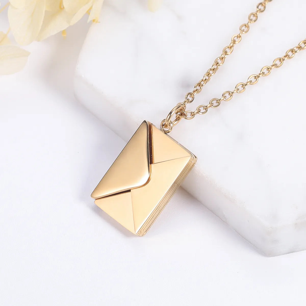 Fashion Simple Style Envelope Letter Titanium Steel Carving Necklace