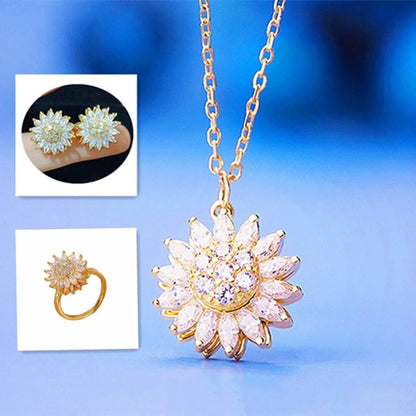 Fashion Simple Style Flower Titanium Steel Plating Flowers Zircon Necklace