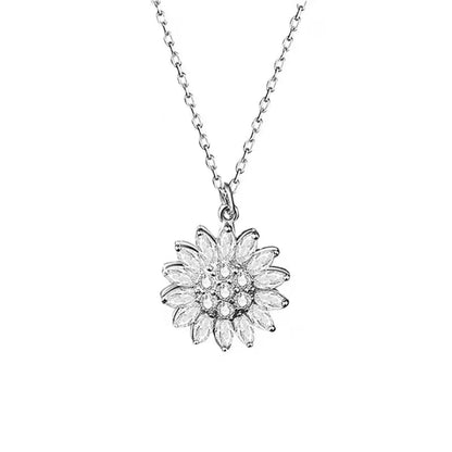 Fashion Simple Style Flower Titanium Steel Plating Flowers Zircon Necklace