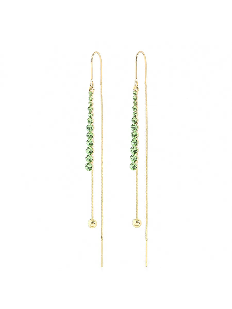 Fashion Simple Style Geometric Alloy Tassel Inlay Artificial Gemstones Women'S Earrings