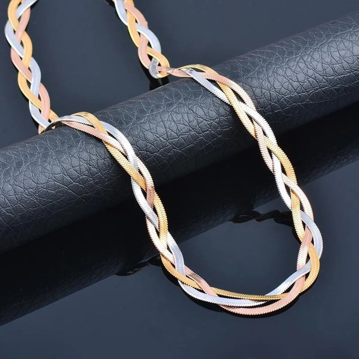 Fashion Simple Style Geometric Titanium Steel Plating Braid Necklace