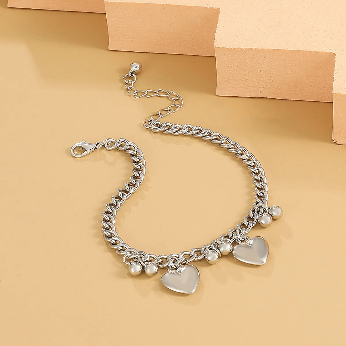 Fashion Simple Style Heart Shape Bell Alloy Bracelets 1 Piece