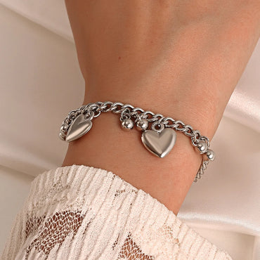 Fashion Simple Style Heart Shape Bell Alloy Bracelets 1 Piece