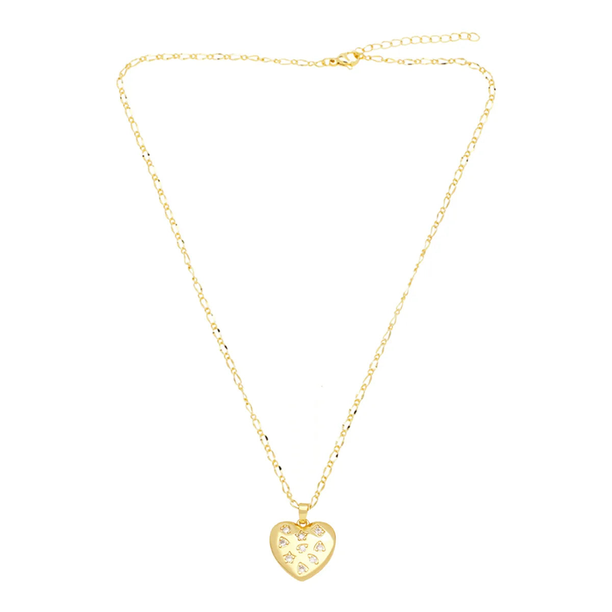 Fashion Simple Style Heart Shape Copper Plating Inlay Zircon 18k Gold Plated Necklace