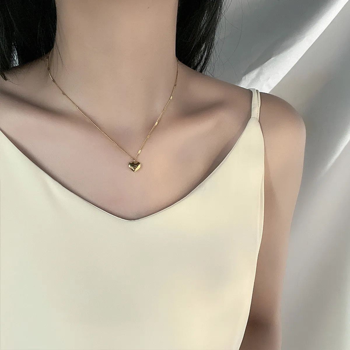 Fashion Simple Style Heart Shape Titanium Steel Plating Necklace