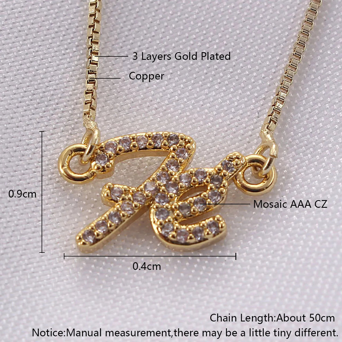 Fashion Simple Style Letter Copper Gold Plated Zircon Pendant Necklace In Bulk