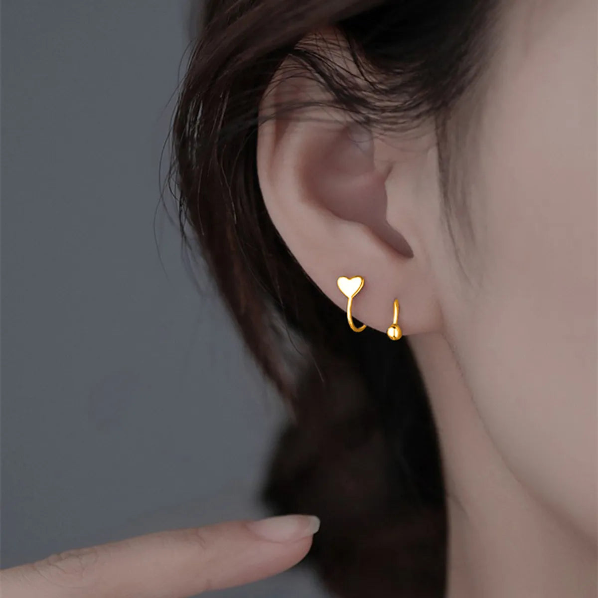 Fashion Simple Style Star Heart Shape Copper Heart Plating Metal Gold Plated Silver Plated Women'S Earrings