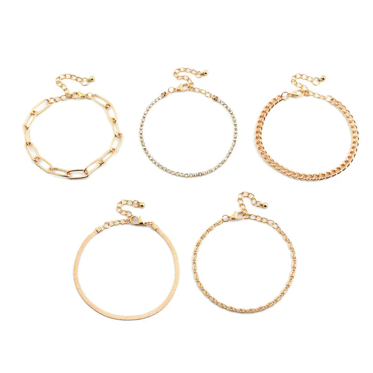 Fashion Simple Thick Chain Bracelet 5 Set