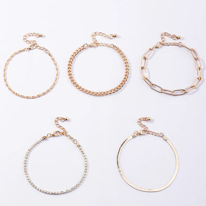 Fashion Simple Thick Chain Bracelet 5 Set