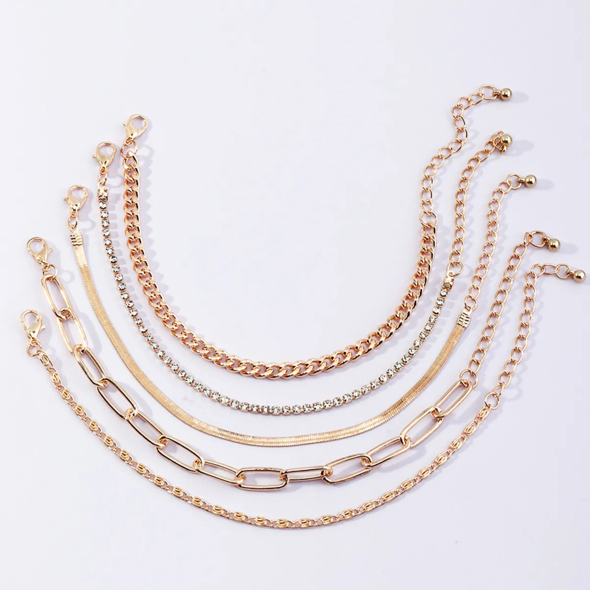 Fashion Simple Thick Chain Bracelet 5 Set