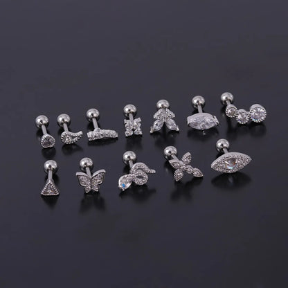 Fashion Geometric Plating Metal Artificial Gemstones Earrings Ear Studs