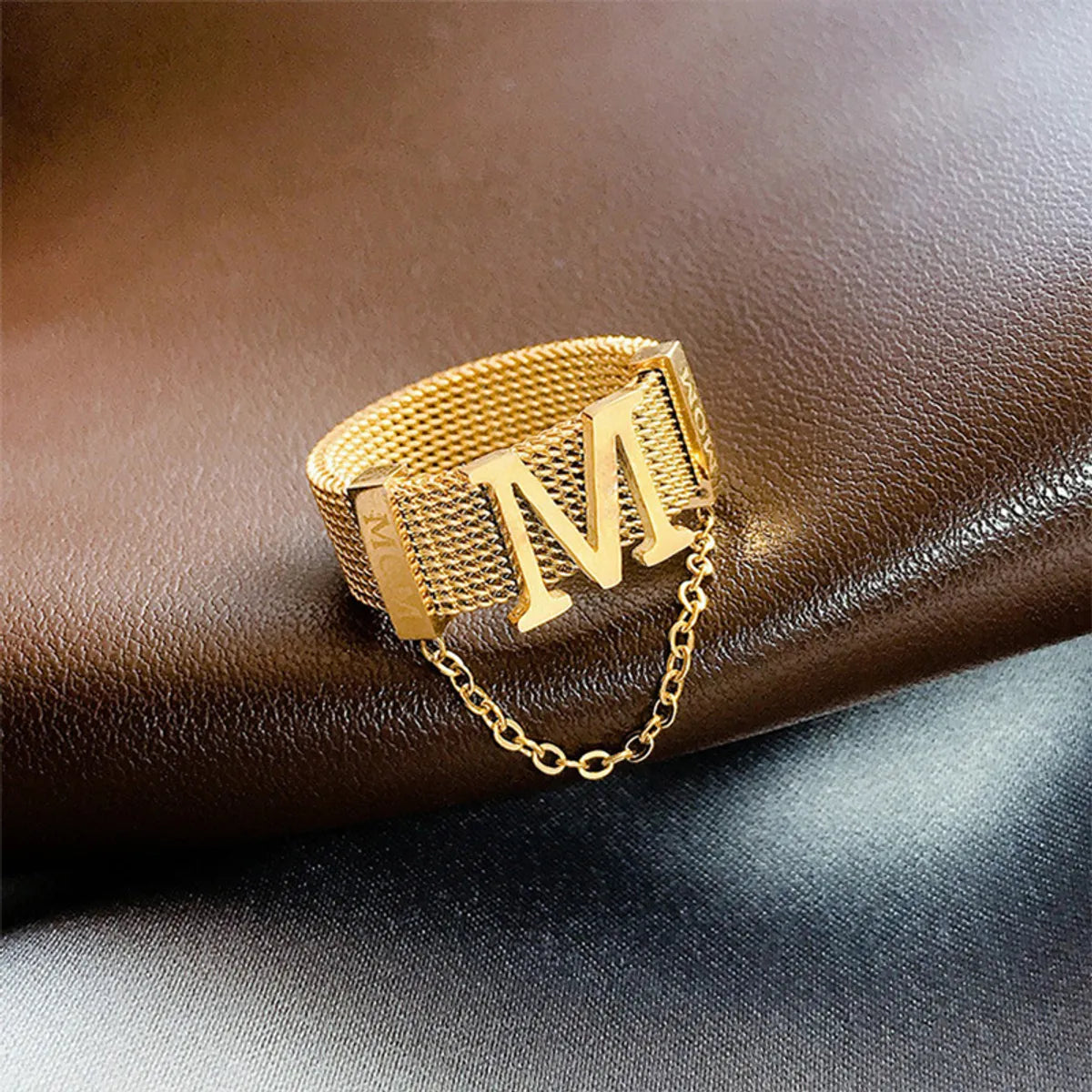 Fashion Simple  Titanium Steel Letter M Necklace Ring