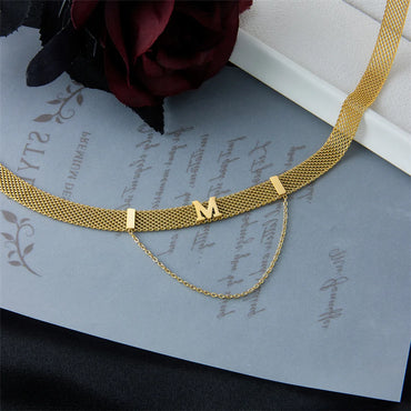 Fashion Simple  Titanium Steel Letter M Necklace Ring