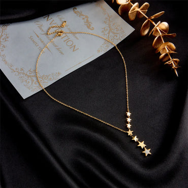 Fashion Simple Titanium Steel Necklace Five-pointed Star Tassel Necklace