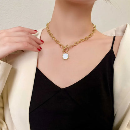 304 Stainless Steel 18K Gold Plated Inlaid Gold Necklace