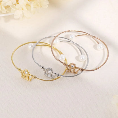 Fashion Simple Women's Pearl Bracelet Crown Stainless Steel Bracelet Jewelry Wholesale