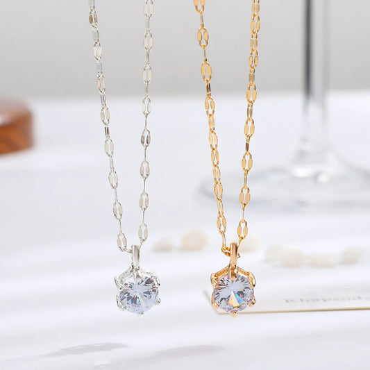 Fashion Simple Women'S Solitaire Pendant Clavicle Chain Alloy Necklace