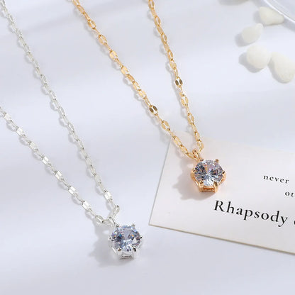 Fashion Simple Women'S Solitaire Pendant Clavicle Chain Alloy Necklace