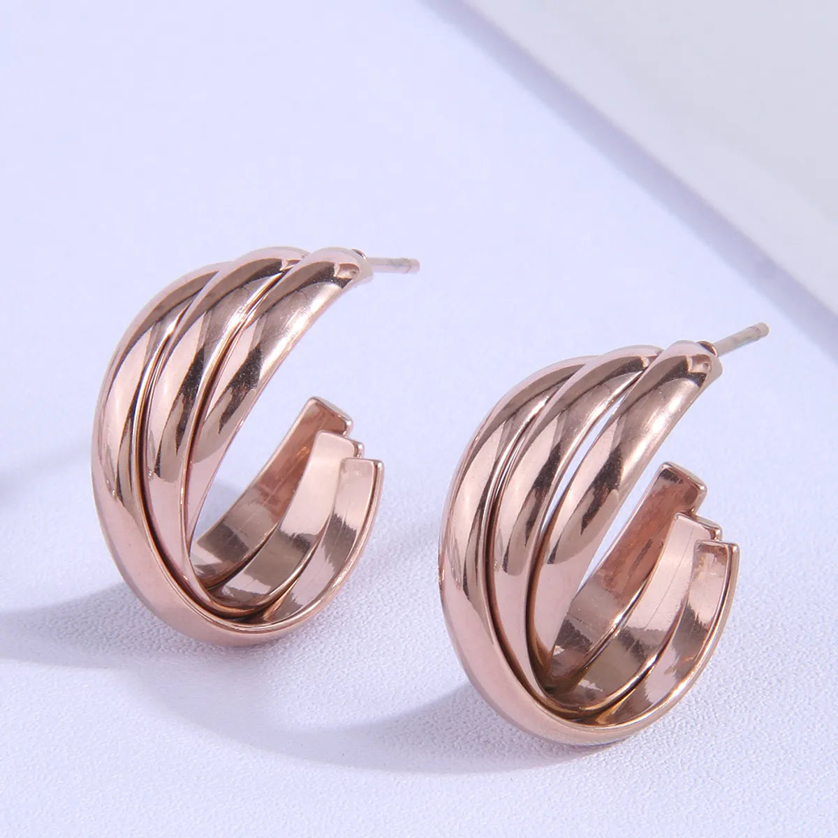 Fashion Simple Woven Titanium Steel Personality Ear Studs