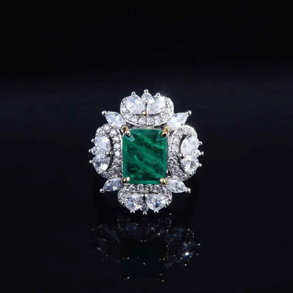 Fashion Simulation Emerald Square Pendant Open Ring Earrings Wholesale