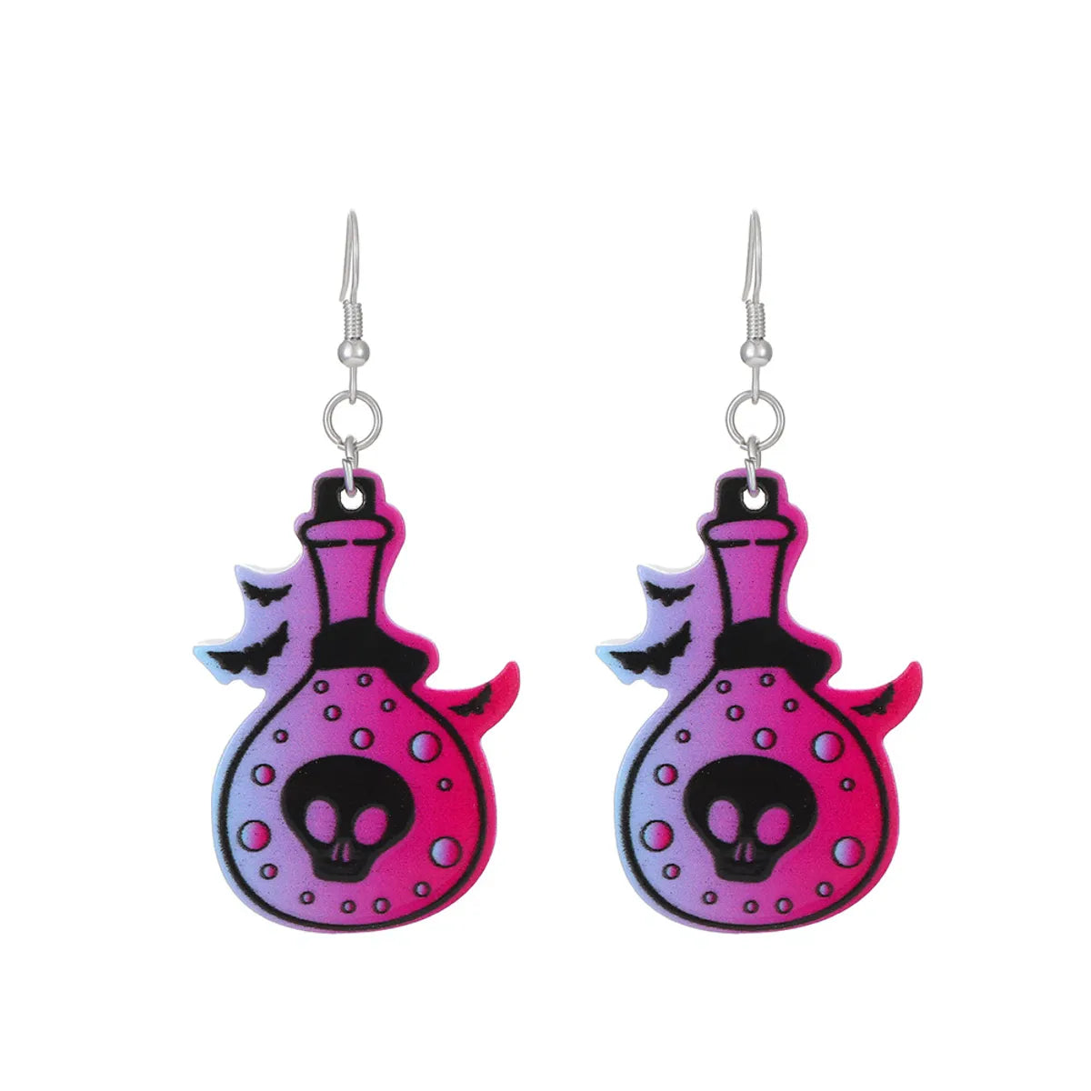 1 Pair Fashion Skull Enamel Alloy Drop Earrings