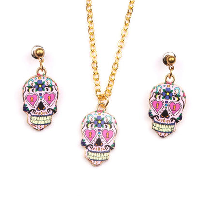 Fashion Skull Alloy Enamel Women's Earrings Necklace