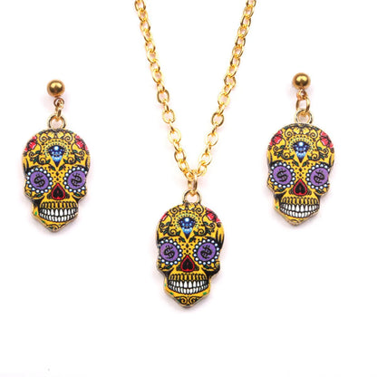 Fashion Skull Alloy Enamel Women's Earrings Necklace